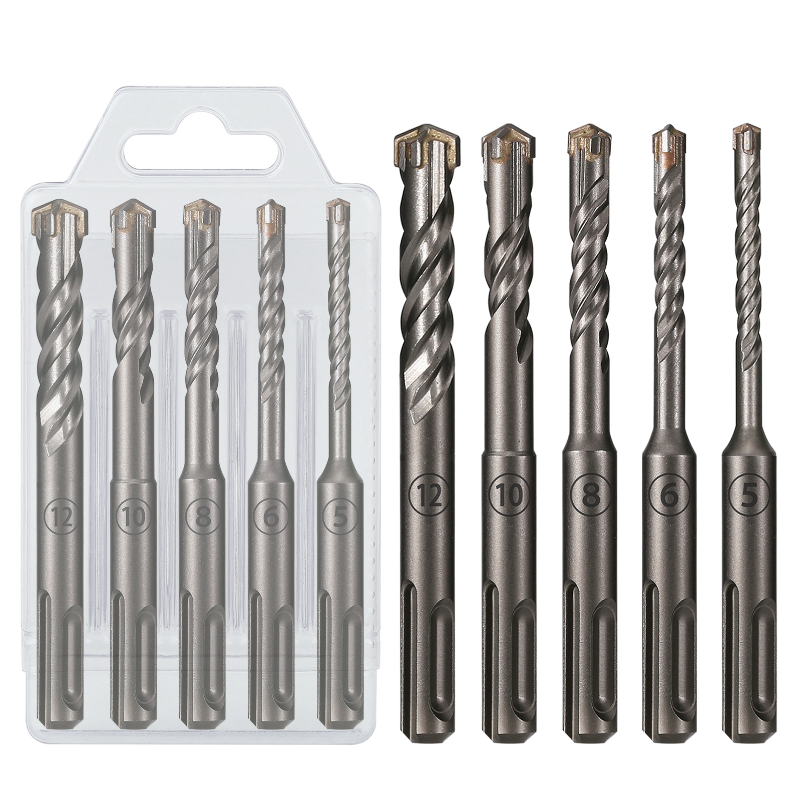Concrete Breaker Demolition - 5Pcs/Set SDS PLUS Shank 5/6/8/10/12mm Concrete